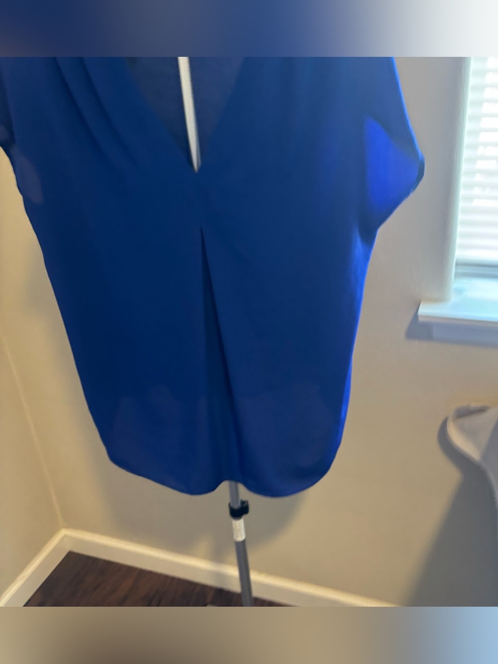 INC International Concepts Royal Blue Pleated V-Neck Blouse, Size XL